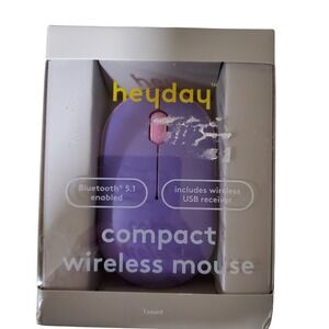Heyday Compact Wireless Mouse Bluetooth 5.1 Purple  Scroll Wheel USB Receiver